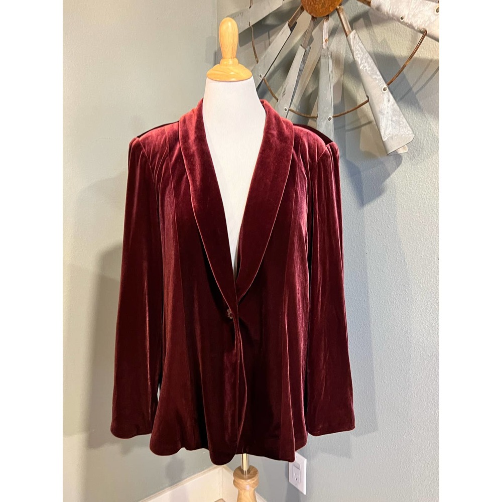Susan Graver Burgundy Velvety Blazer XL